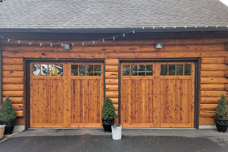 a beautiful wood garage door built by a local garage door company