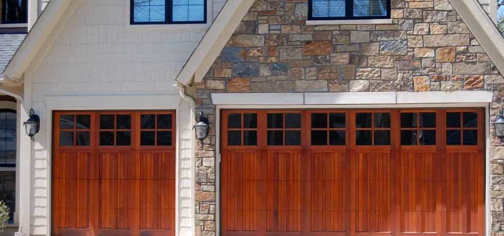 red residential garage door